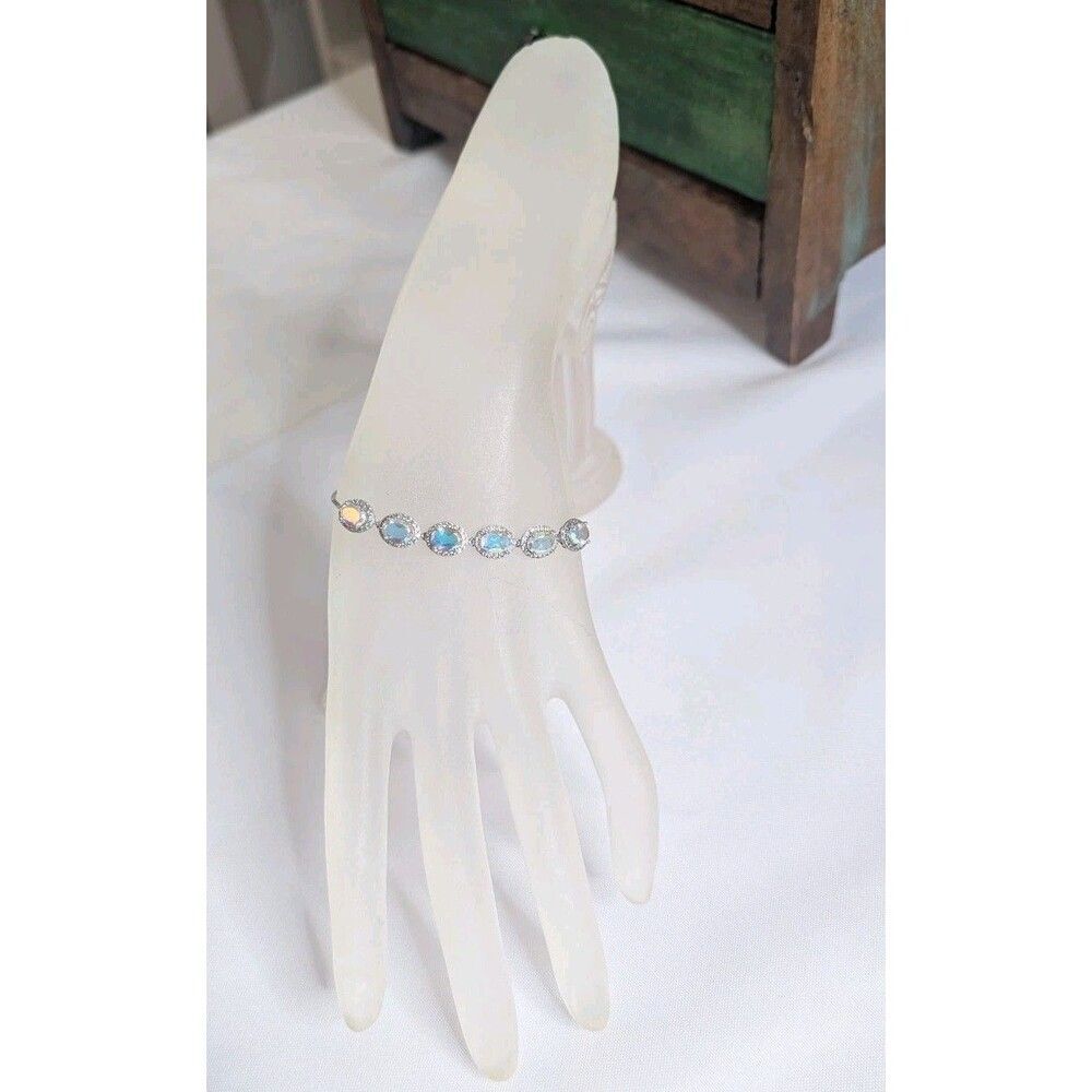 Quartz Gemstones in Sterling Silver Adjustable Slide Bracelet